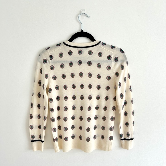 J. Crew Cream Sweater with Black and Red Pattern - Picture 6 of 10